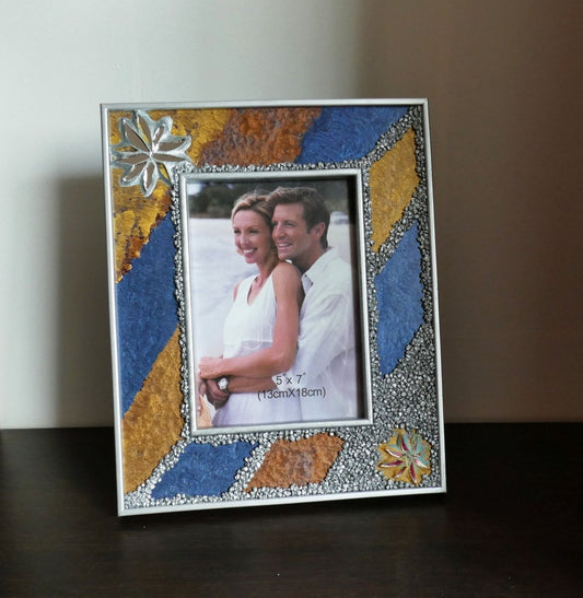 Silver Pebble Decorated Photo Frame J089
